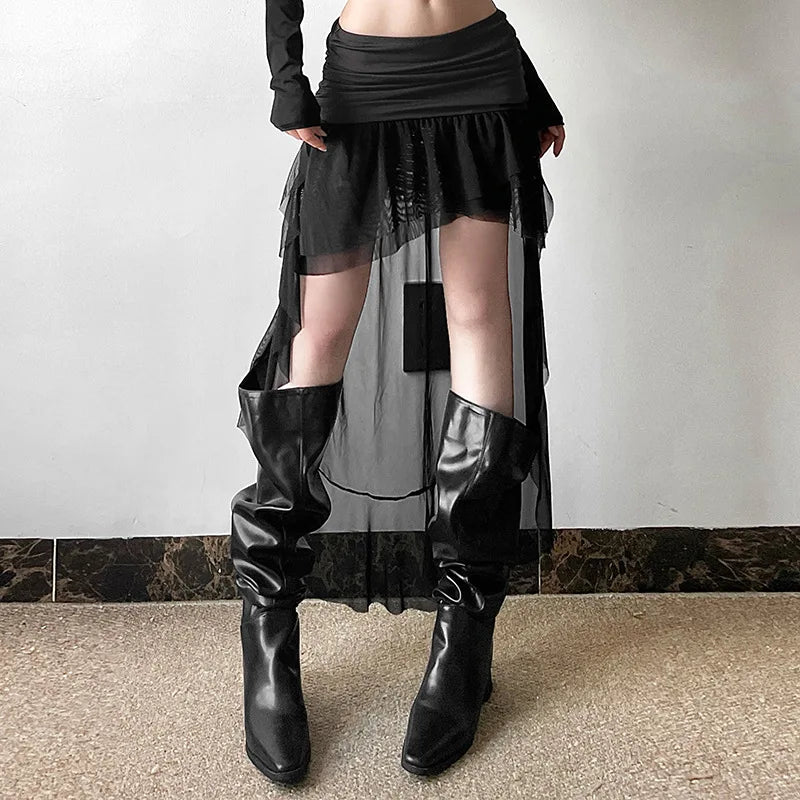 2025 New Gothic Mini Skirt Halloween Goth Aesthetic 90s Y2K Party Club Harajuku Streetwear Women's Skirt Black High Waist Skirts