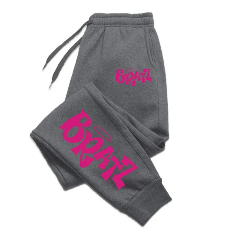 Bratz Pink Letter Print Casual Versatile Women Pants Fashion Trendy Hip Hop Trousers With Drawstring Pockets Sweatpants Female